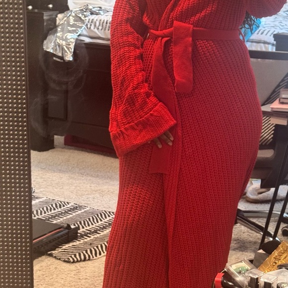 Hanifa Red Knit Maxi Cardigan - Picture 6 of 7